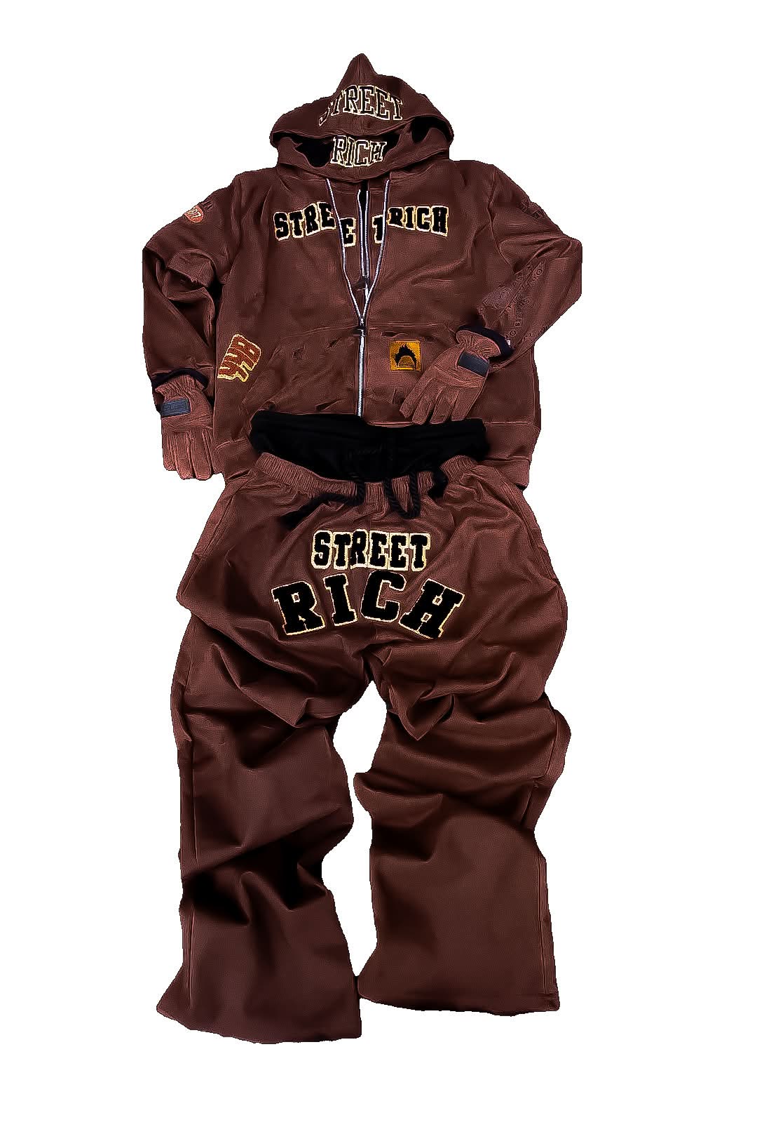 Streetrich Brown Suede Sweatsuit